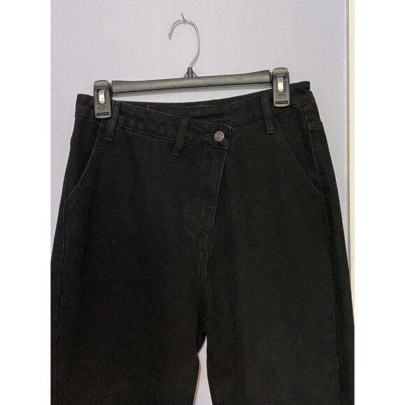 New Pretty Little Thing Women's Tall Black Asymmetric Waistband Jeans Size 10 - Picture 4 of 12